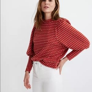 Madewell puff-sleeve mockneck top